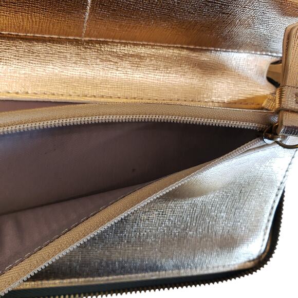 Womens Anne Klein Silver and Gold Floral Print Wallet HTF - Picture 11 of 15